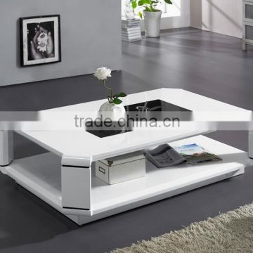 Modern High Gloss MDF Coffee Table With Curved Brace