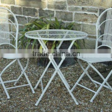 Foldable Cream Outdoor Bistro Table and 2 Chairs/Outdoor Furniture