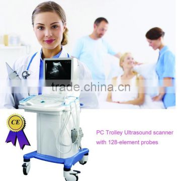 CE approved PC Full Digital Trolley Ultrasound Scanner with 3.5Mhz multi-frequency convex probe RUS-9000C