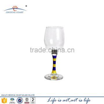 factory price hand painted colored wine glasses designs stemware;wholesale wine glass