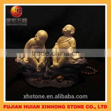 Lovely Shaolin Little Monk Buddha Statue Sleep on Stone