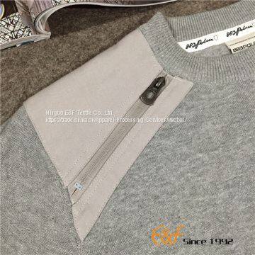 Cotton Men Sweater With Canvas Patch and Pocket photo-3