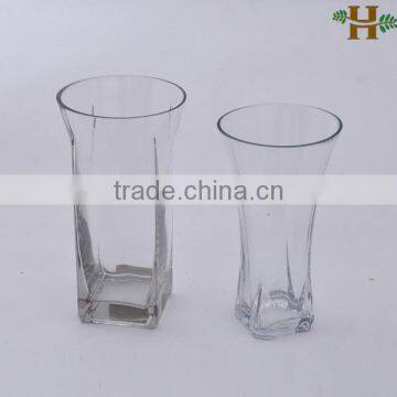 flared clear square glass vases for centerpieces