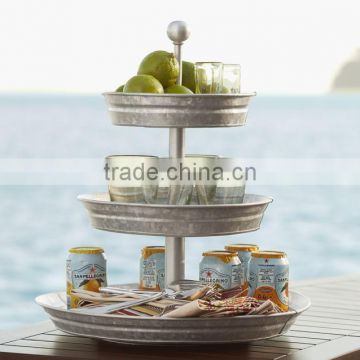 Galvanized Metal Food Tray 3 tier Fruit stand | Galvanized Metal Tirede Stand