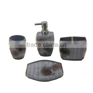 EA0851 doubled designed transparent bathroom set accessories with flowers inside
