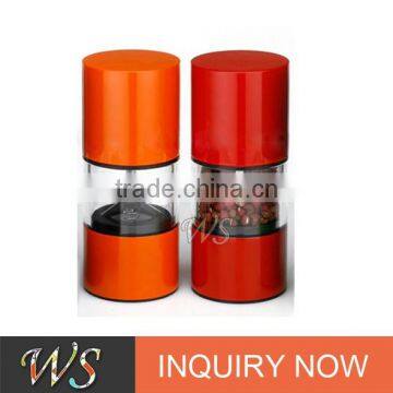 WS-PG17 Colorful manual salt and pepper mill set with Acrylic container