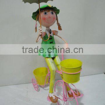 New fashion garden girl with bicycle for decoration