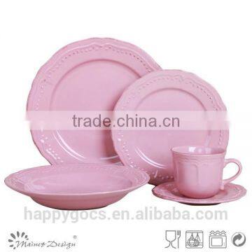 broadside simple stylish pure color pink dinner set