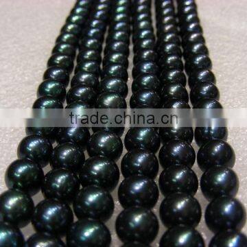 8-9mm Black Round Freshwater Pearl Strand photo-2