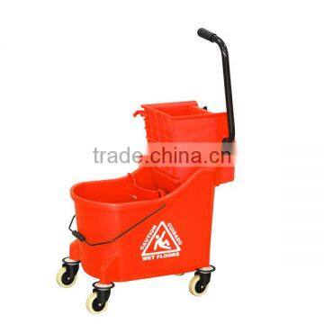 Heavy delux public-use plastic mop wringer bucket with wheel 33L