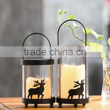 Christmas Hanging Decorative Pillar Glass Candle Lanterns