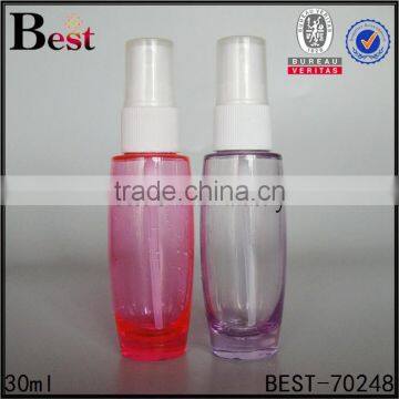 2017 hot new products 30ml empty pink purple cosmetic fragrance perfume spray plastic bottle wholesale