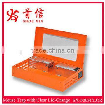 Orange Powder Coating Living Catch Mouse Trap with Clear Window SX-5003CLOR