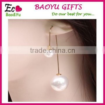 Hot Selling Double Sided Pearl Earrings Long Hanging Stud Earrings Woman