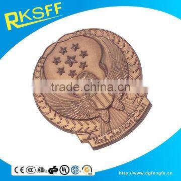 promotion mental die casting purple- bronze plating big badge with high quality