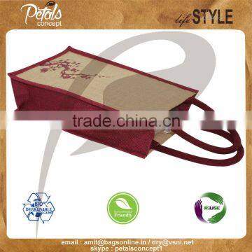 Jute Wine Bag With Padded Rope Handle for Two Bottle photo-4