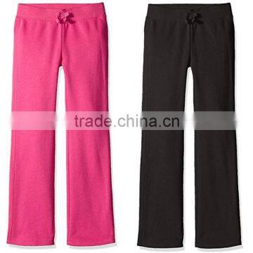 European Children Clothing Wholesale Cheap Bulk Buy Solid Color Pants Cotton Polyester Elastic Waistband Girls Fleece Pants