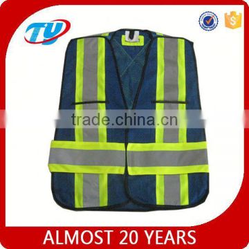 blue mesh safety vest with pockets