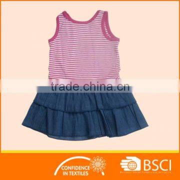 Hot Sale Floral Children Wear Striped Cotton Baby Girl Dress photo-2