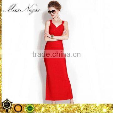beautiful party sleeveless women bandage long red prom dress