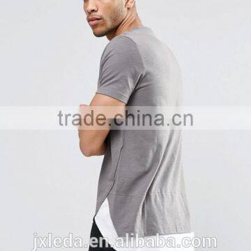 High Quality Plain Super Longline Scoop Curved Hem T-shirt Men photo-2