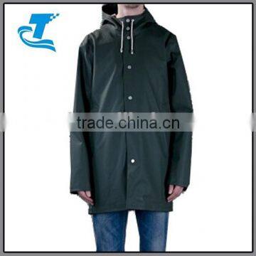 Adult Long Waterproof Polyester Raincoat with hood