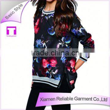 Wholesale cotton 180 grams pattern printed hoodies side split