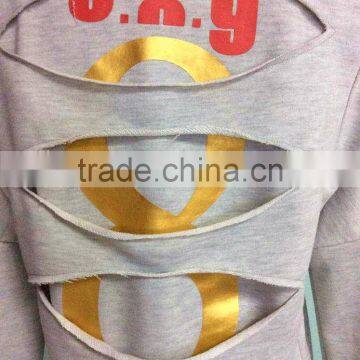 China Suppliers Garments in Terry Without Hood O-neck Cheap Design Hot Stamp Slim Fitted Plain Dyed for Women Sweatshirt Hoodies photo-4