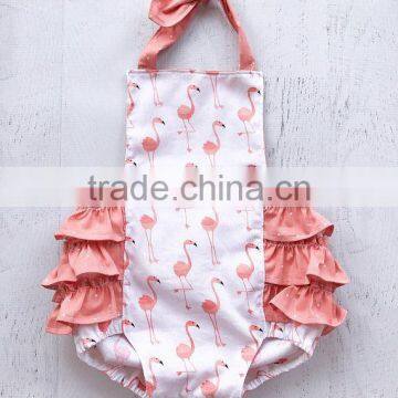 Baby Girls Pink Flamingo Romper Kids Ruffle Bubble photo-2