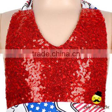 New Model Design Halter Backless Red Type Toddler Girl Birthday Romper Sequined Shine TuTu Puffy Princess Dress photo-3