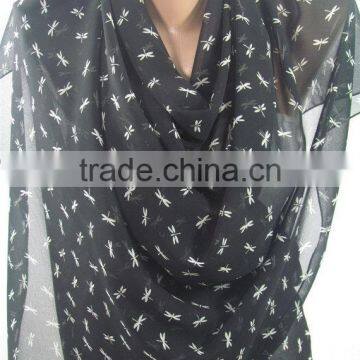 Dragonfly Scarf Black Scarf Shawl Infinity Scarf Animal Scarf Winter Women Fashion Accessories Valentine Gift For Her Girlfriend photo-3