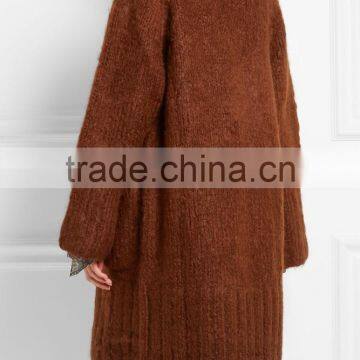 Knitwear Cardigan Manufacturers for Customed High Quality Dark Khaki Colored Cashmere Open Front Cardigan for Women photo-3
