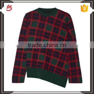 Custom check pattern ladies pullover hot sale sweater factory in China