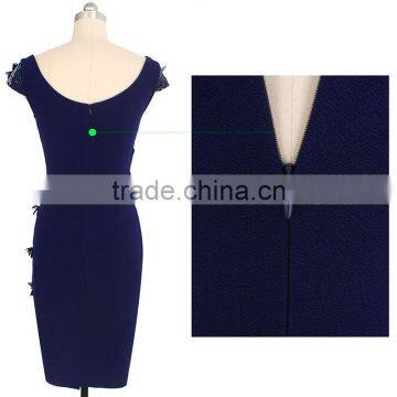 OEM Fashion Latest Ladies Middle Age Summer Bodycon Sexy Embroidered Dress for Wholesale photo-4