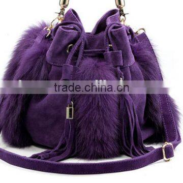 Fox Fur Tote Bag, Fox Fur Bag, Mink Fur BagTop Fashion Fluffy Real Fox Fur and Genuine Cow Leather Women Lady Shoulder Mini Mess photo-3