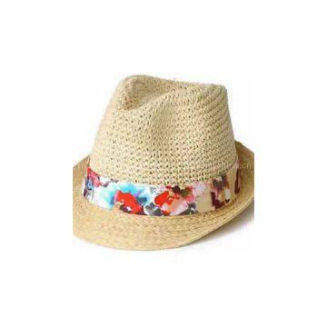 Beige Fedora Paper Straw Hat