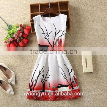 tree in sunset women printed A line dress/sym rose multi design sleeveless A line dress skirt