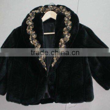 black colour faux fur elegant winter coat 2012