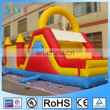 Yellow Blue Red Giant Inflatable Games Moonwalk Combo Bouncers With Slide And Climbing Wall