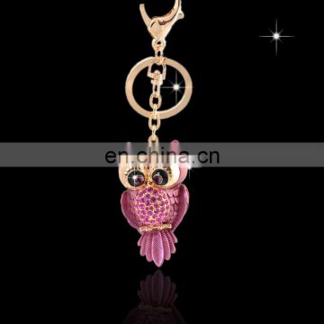 Wholesale Promotional cheap Fashion metal rhinestone owl key chain MCA-0043