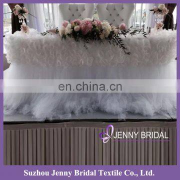 TC158B White Organza Tulle Types of Table Decoration Jaquard Tablecloth photo-2