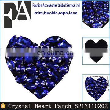 Hot!!! Beaded Crystal Navy Heart Patches Badges For Clothing