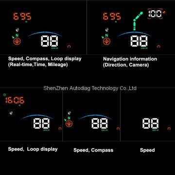 H402 Universal Car GPS Speedometer HUD MPH / KM/H USB Plug & Play Overspeed Warning Car HUD Head-up Display OBD2 II Overspeed Warning Speed Projector Voltage Alarm photo-5