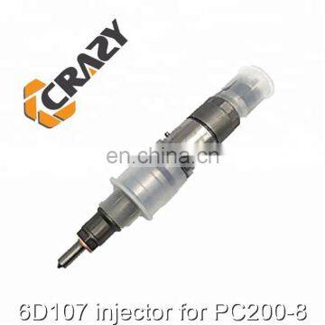 Brand new 6D107 injector for PC200-8 6754-11-3011 ,excavator spare parts ,PC200-8 injector 0445120231