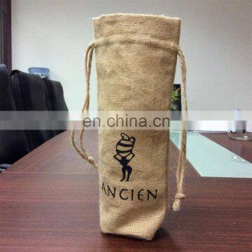 Factory sale burlap Xmas party favor bags for wine bottle goodie