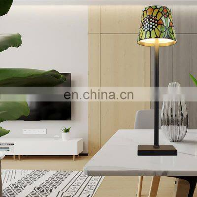 Waterproof IP54 LED Rechargeable Battery Outdoor Table Lamp American Style Hotel Decorative Tiffany Lamps