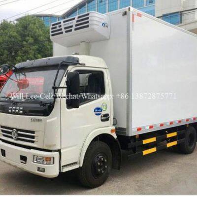 5-6 Tons Small Food Freezer Box Mini Milk Reefer Fridge Van Fish Meat Transport Refrigerator Trucks With Rear Hydraulic Tail
