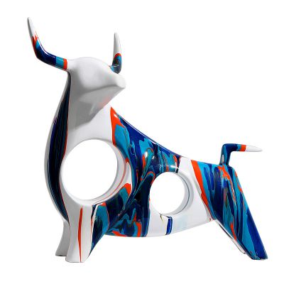 Nordic Style Creative Resin Camouflage Ox Decoration Colorful Cattle Sets As Furnishing Craft Ornaments For Showroom Decor