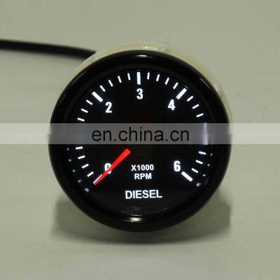 Universal 52mm 12V Car Tachometer 0-6000 RPM (On Dash) White Electrical Auto Tachometer Gauge For Diesel Motor Engine