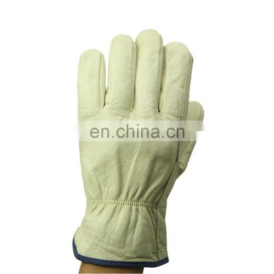 High quality Cowhide leather elastic cuff leather driving cheap safety work gloves